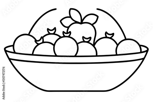 Fruit Basket Line Art Vector – Healthy Lifestyle Food Illustration

