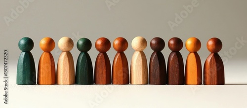 Colorful representations of inclusivity in wooden art.