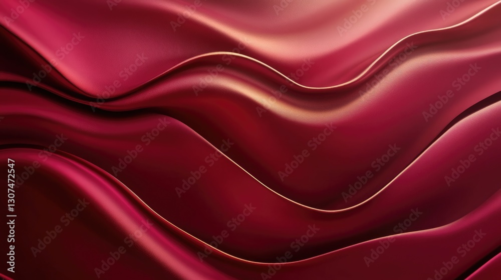 Obraz premium Abstract Crimson Waves Elegant Smooth Silk Fabric Texture Background