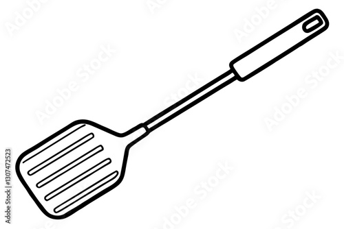 BBQ Spatula Line Art | Detailed Vector Grill Tool Illustration


