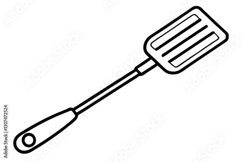 BBQ Spatula Line Art | Detailed Vector Grill Tool Illustration

