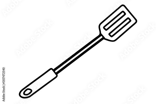 BBQ Spatula Line Art | Detailed Vector Grill Tool Illustration

