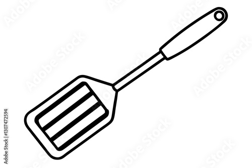BBQ Spatula Line Art | Detailed Vector Grill Tool Illustration

