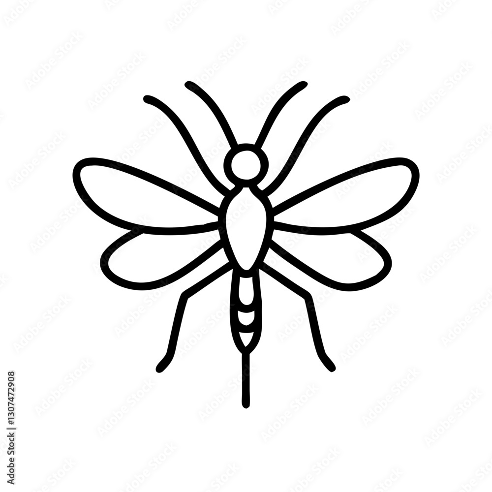 Mosquito icon flying, represents nature and the environment, black outline, modern design Mosquito icon flying, represents nature and the environment, black outline, modern design