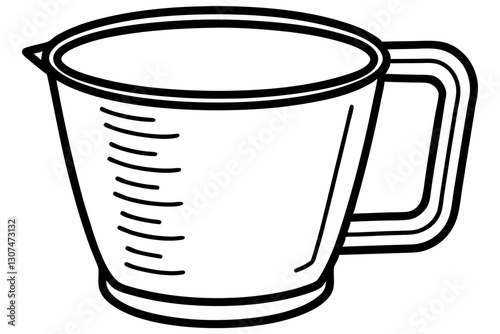 Detailed Measuring Cup Outline SVG for Cooking and Kitchen Design

