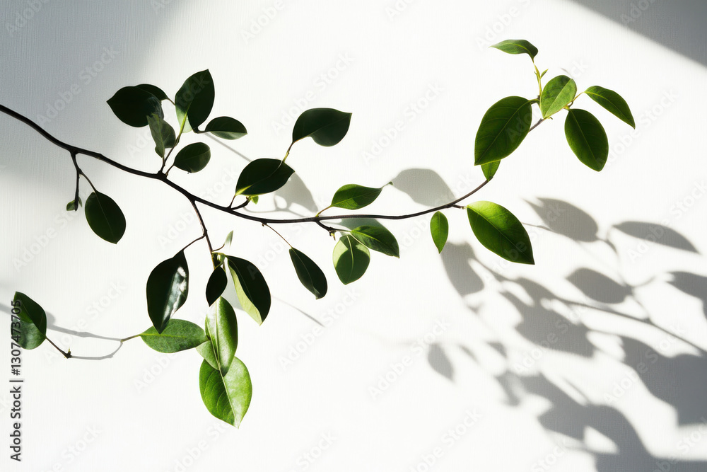 Obraz premium Subtle Natural Patterns, Leaves on a White Wall