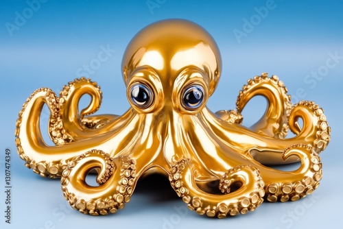 A legendary golden octopus with bioluminescent markings, rumored to guard an ancient underwater treasure