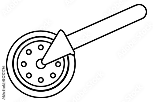 Pizza Cutter Line Art – Minimalist Kitchen Tool Vector


