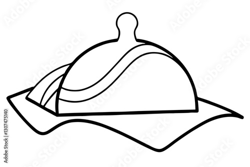 Elegant Line Art of Serving Tray – Hospitality Icon Vector

