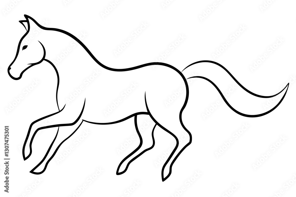 Fototapeta premium Elegant Running Horse Outline – Artistic Line Art Vector