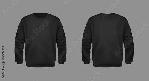 Stylish Black Unisex Hoodie. Front and Back View. Sports hoodies. Cozy clothes.