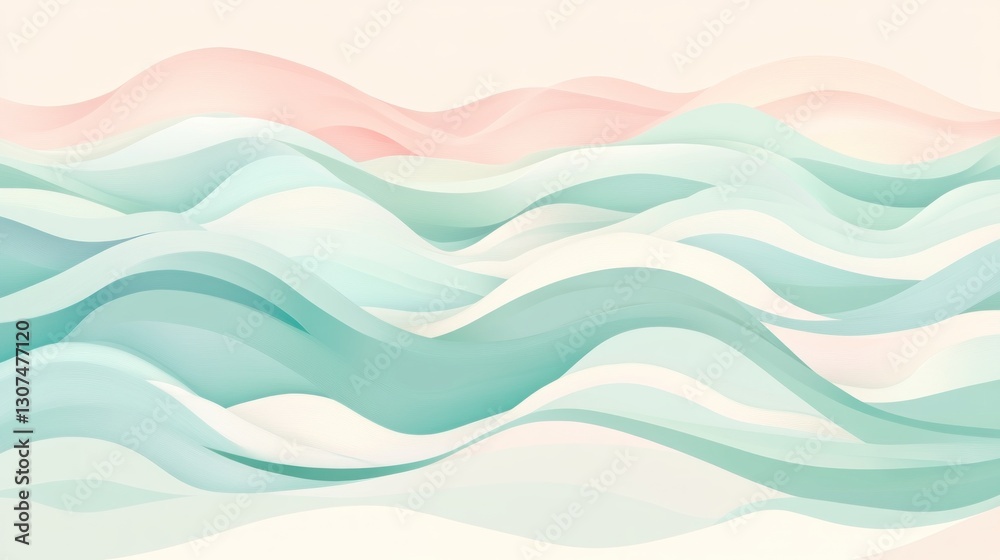 Abstract depiction of smooth undulating pastel colored waves Abstract depiction of smooth undulating pastel colored waves