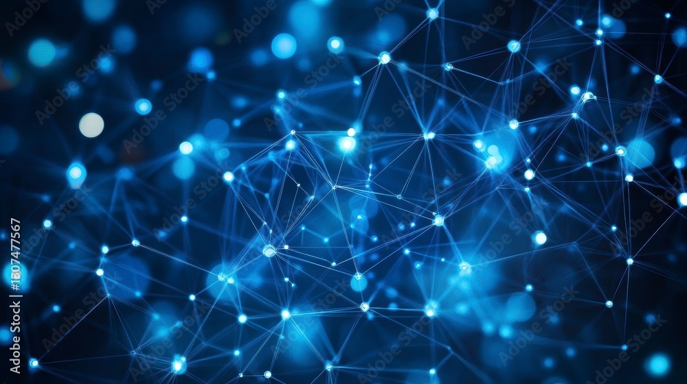 Abstract network of glowing points connected by lines. Background of dark space. Suitable for technology, data visualization, or science concepts Abstract network of glowing points connected by lines. Background of dark space. Suitable for technology, data visualization, or science concepts