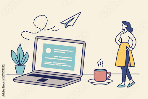 Content writer, blogger or bullet journal, publishing editor or writing article online, copywriter for advertising, freelance journalist concept, creative woman holding pencil with content on website.