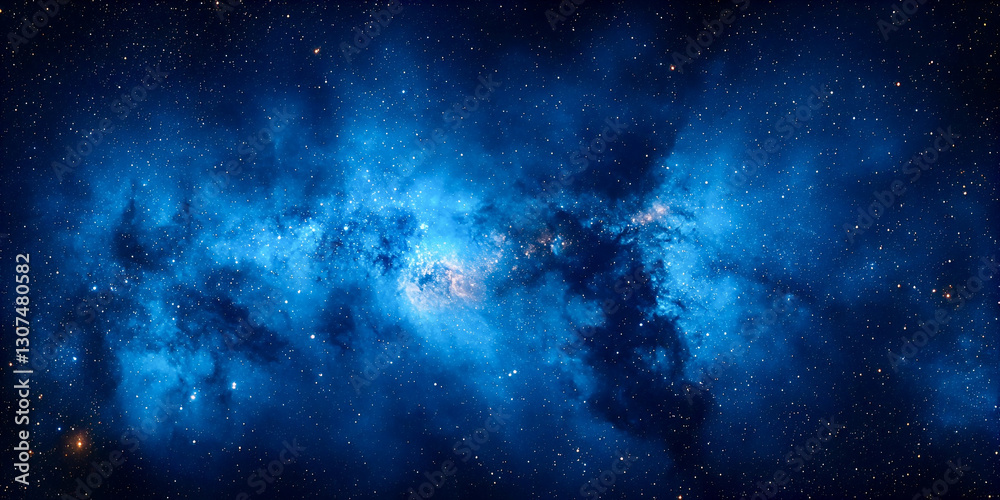 Obraz premium stunning blue galaxy scene with swirling stars and nebulae creates mesmerizing cosmic view