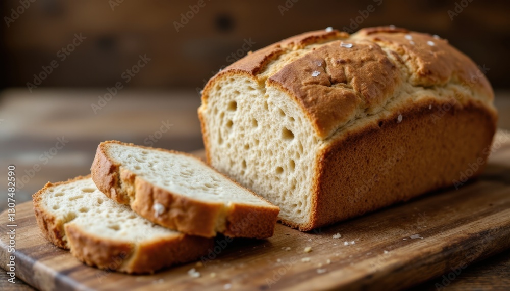 The aroma of freshly baked bread wafts through the air as the warm loaf sits upon a rustic wooden table The aroma of freshly baked bread wafts through the air as the warm loaf sits upon a rustic wooden table