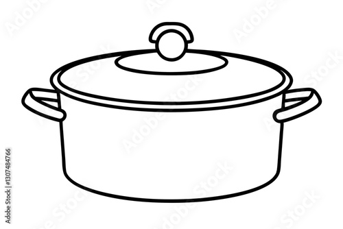 Minimalist Cooking Pot with Lid Line Drawing Vector for Kitchen Designs

