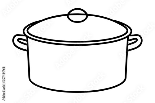 Minimalist Cooking Pot with Lid Line Drawing Vector for Kitchen Designs

