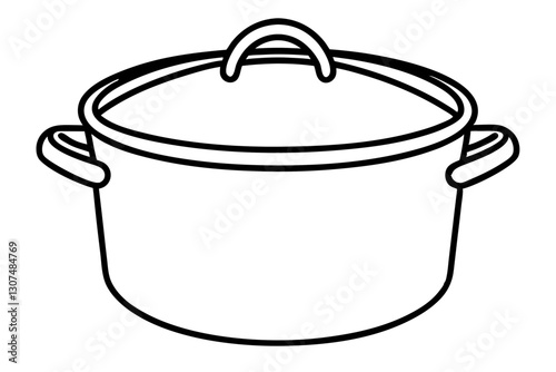 Minimalist Cooking Pot with Lid Line Drawing Vector for Kitchen Designs

