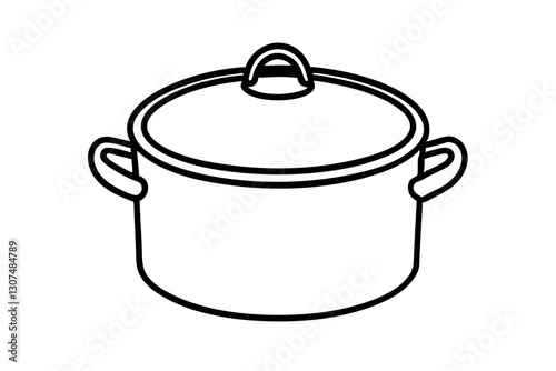 Minimalist Cooking Pot with Lid Line Drawing Vector for Kitchen Designs

