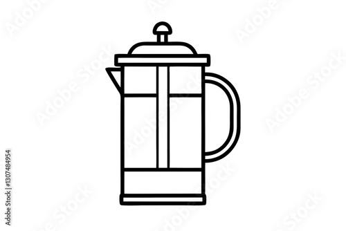 Minimalist French Press Line Drawing Vector for Coffee-Themed Designs

