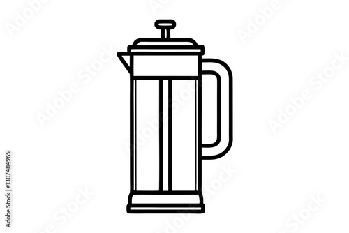 Minimalist French Press Line Drawing Vector for Coffee-Themed Designs


