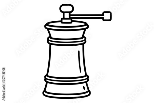 Minimalist Pepper Grinder Line Art for Kitchen and Culinary Design

