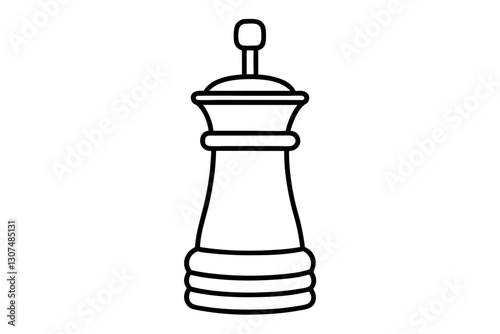 Minimalist Pepper Grinder Line Art for Kitchen and Culinary Design

