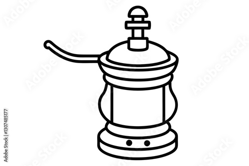 Minimalist Pepper Grinder Line Art for Kitchen and Culinary Design

