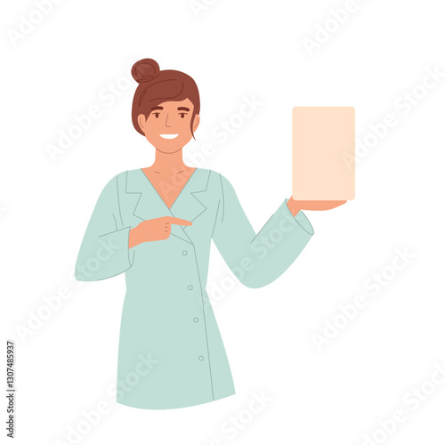 doctor holding a blank card or clipboard