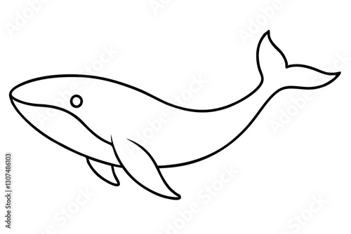 Minimalist Whale Line Art Vector – Ocean Conservation Illustration

