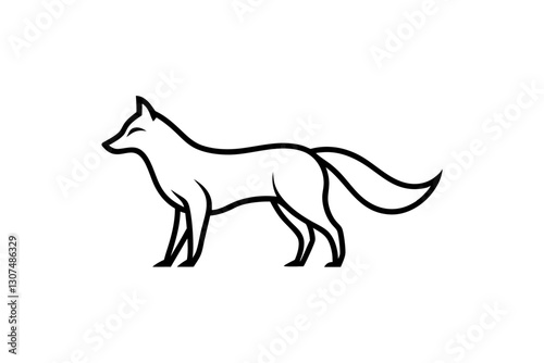 Minimalist Wolf Silhouette Vector – Fine Line Animal Art Illustration

