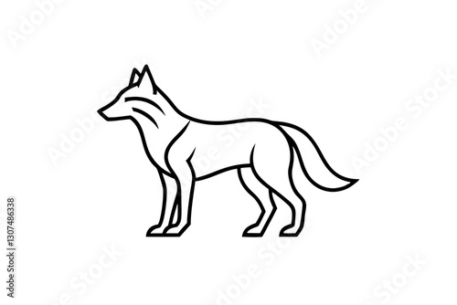 Minimalist Wolf Silhouette Vector – Fine Line Animal Art Illustration

