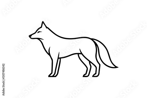 Minimalist Wolf Silhouette Vector – Fine Line Animal Art Illustration

