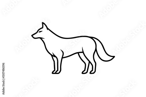 Minimalist Wolf Silhouette Vector – Fine Line Animal Art Illustration

