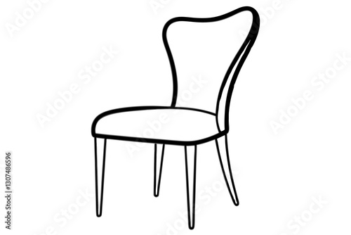 Modern Dining Chair Line Art – Minimalist Interior Design Vector

