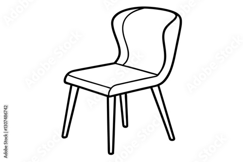Modern Dining Chair Line Art – Minimalist Interior Design Vector

