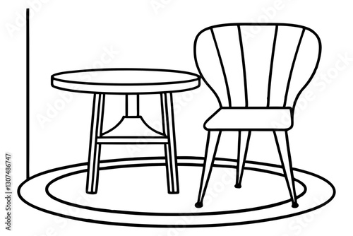 Modern Dining Chair Line Art – Minimalist Interior Design Vector

