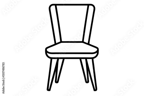 Modern Dining Chair Line Art – Minimalist Interior Design Vector

