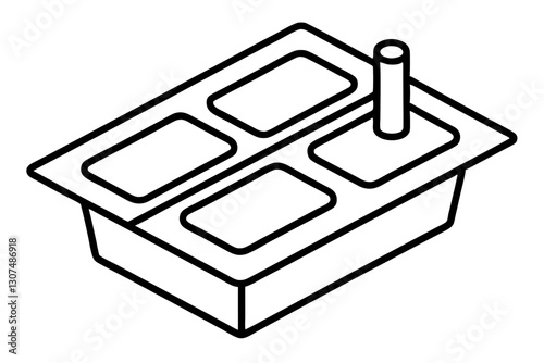 Modern Ice Cube Tray Line Art – Summer Beverage Vector Icon

