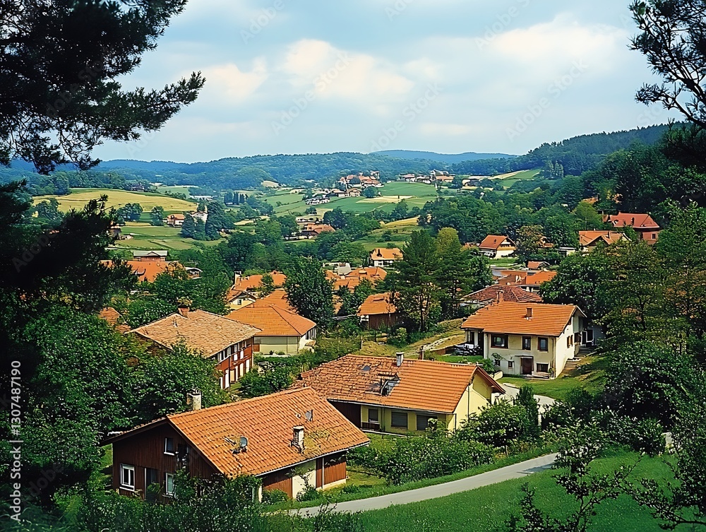 Fototapeta premium European Village Landscape View