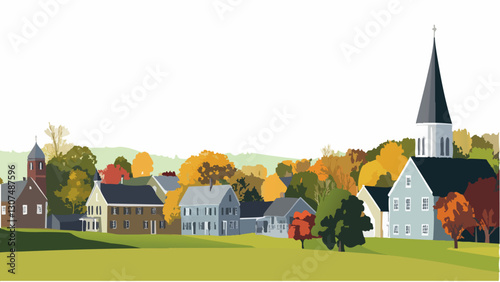 Litchfield Connecticut- A Peaceful Village in Vector Art .eps