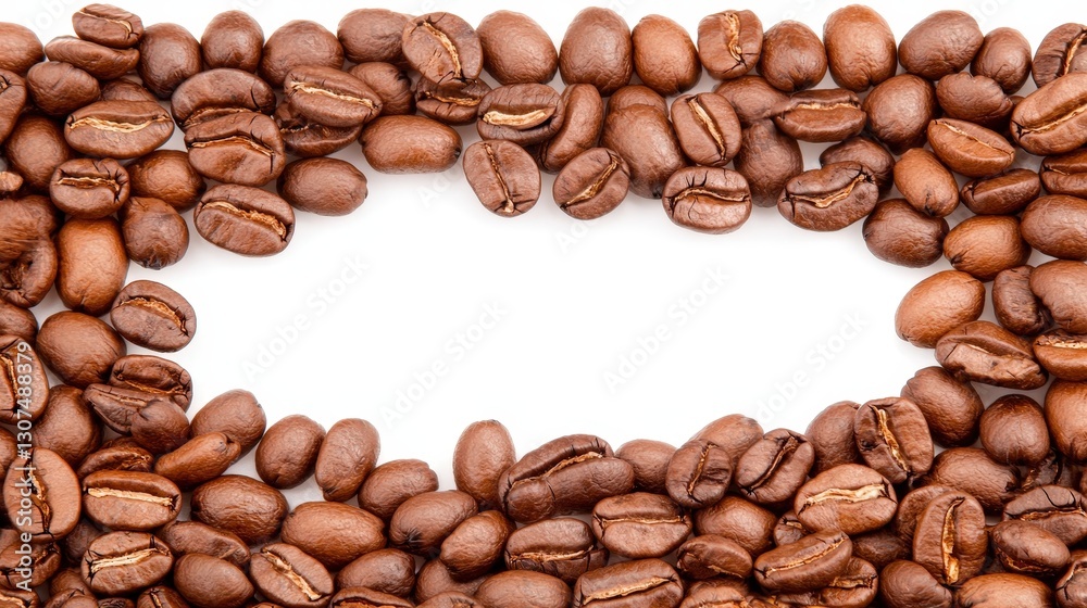 Creative Frame of Roasted Coffee Beans with White Space for Text or Design Purpose Creative Frame of Roasted Coffee Beans with White Space for Text or Design Purpose