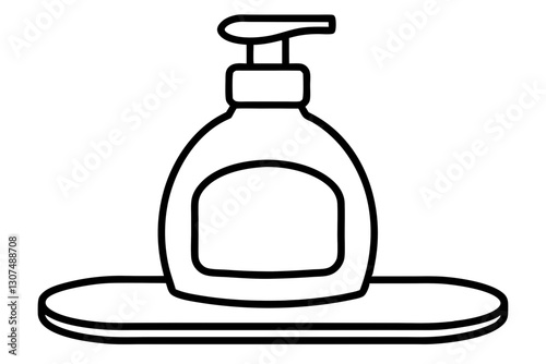 Minimal Line Drawing of Dish Soap Bottle for Home and Cleaning Design

