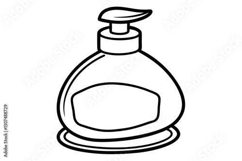 Minimal Line Drawing of Dish Soap Bottle for Home and Cleaning Design

