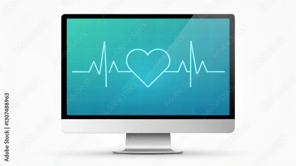 a computer monitor displaying a medical heart rate monitor and pulse a computer monitor displaying a medical heart rate monitor and pulse