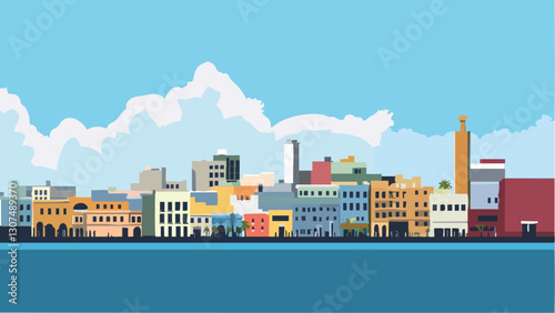 Puerto Rico's Vibrant San Juan Cityscape in Vector .eps