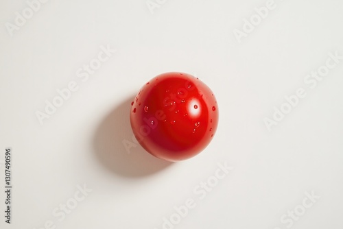 plump ripe organic tomato sits alone on pristine white background its vibrant red color demanding attention photo