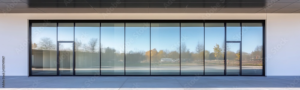 Fototapeta premium Close-up shot of a newly constructed commercial building showcasing modern architecture and design.