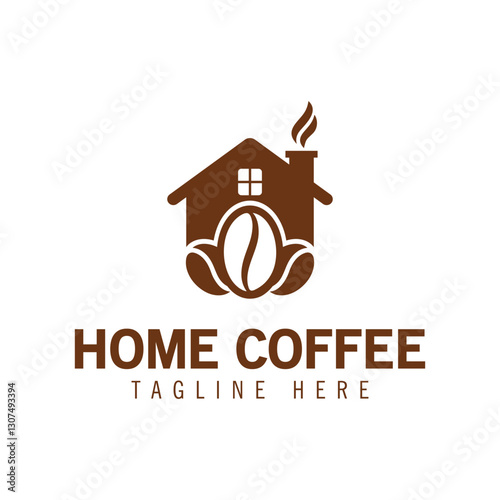 Coffee bean logo design with house Vector